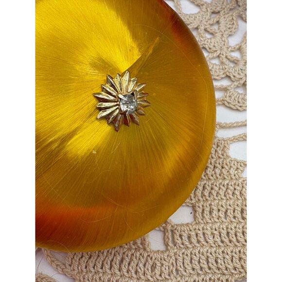 Lot of 8 Vintage Red and Yellow Satin UFO Shaped Christmas Ornaments 70s - Picture 4 of 6